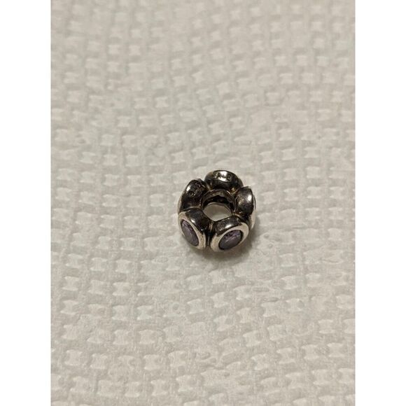Authentic Pandora Oval Lights Purple Cubic Zirconia Charm Retired Pandora Charm - Picture 2 of 4
